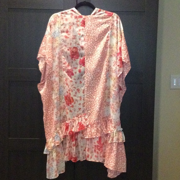 NWT Umgee Ruffled Pink/White Lg & Sm Floral & Leopard Spot Kimono - Picture 4 of 7